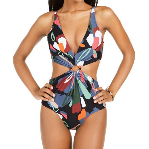 Bar III Other - Bar III Paradise Palm Printed One-Piece Monokini